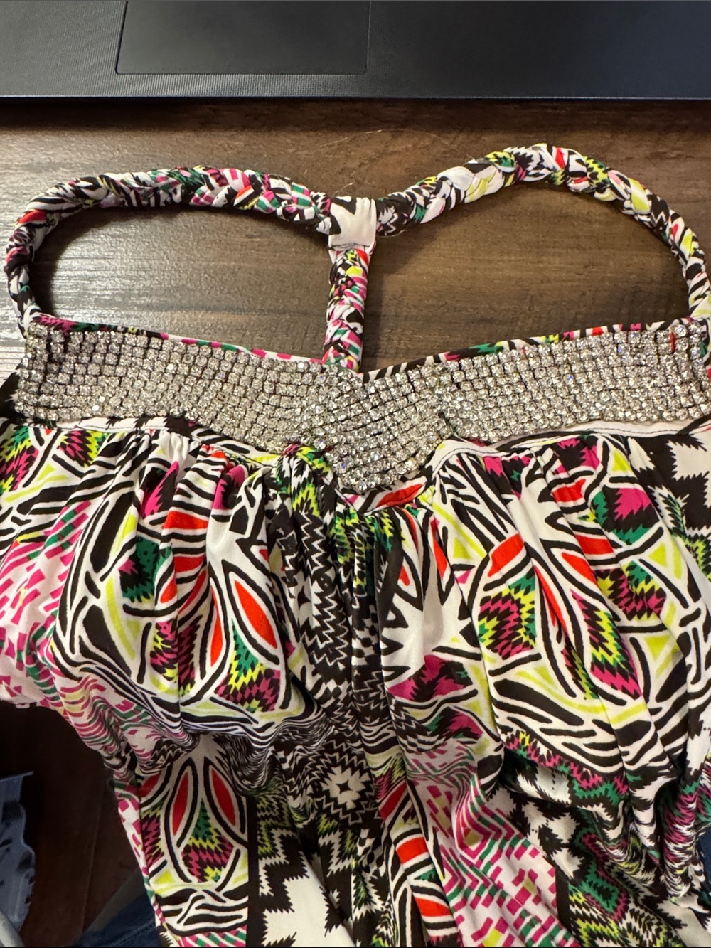 INC International Concepts Multicolor Geometric & Zebra Print Halter Top